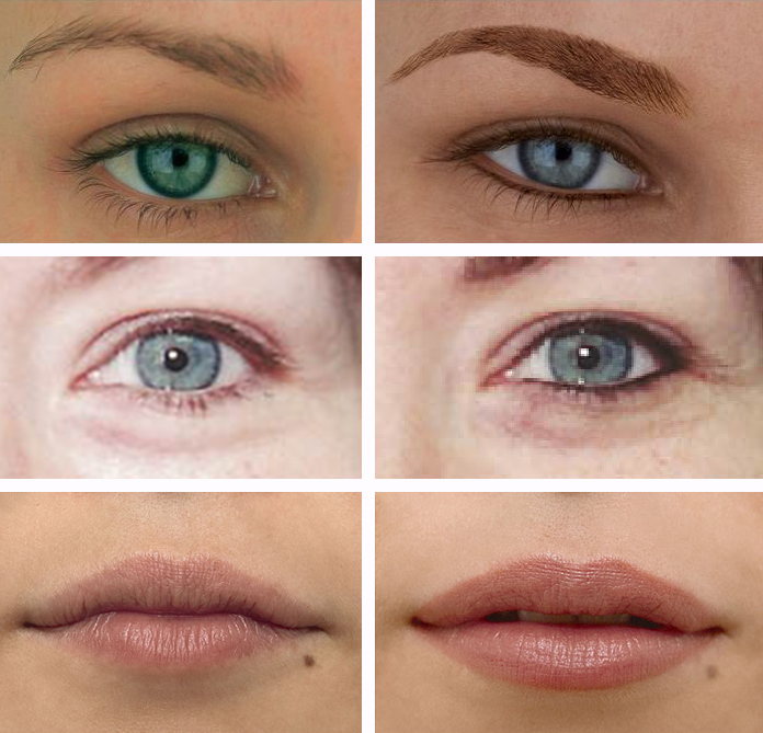 Semi-Permanent-Make-Up Eyebrows, Eyeliner and Lips